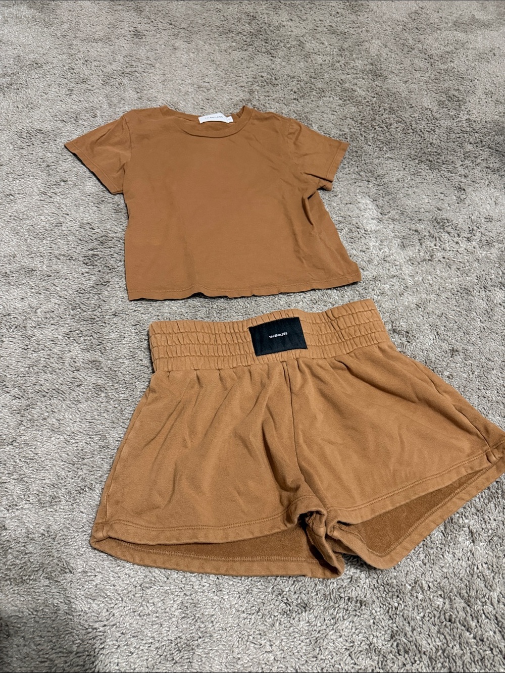 TALENTLESS Tan T-shirt and Shorts Set